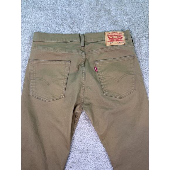 Levi's 513 Jeans Mens 31 x 30 Slim Fit Straight Leg Beige Brown Denim Pants C518 - Picture 5 of 14